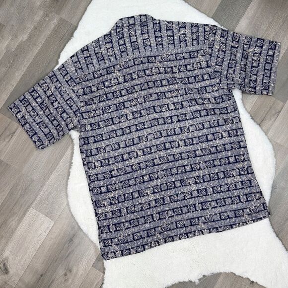 Tori Richard Tropical Print Cotton Lawn Button Up Camp Hawaiian Shirt Blue Large - Picture 7 of 11